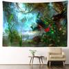 Tropischer Regenwald-Pfau-Wandteppich, Wandbehang, böhmischer Stil, Kunst, Landschaft, Tierästhetik, Zimmer, Wohnkultur