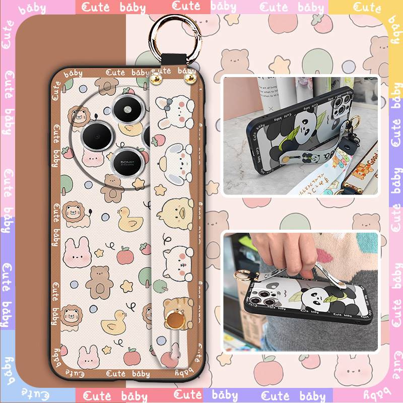 Wristband Back Cover Phone Case For Redmi A4 5G Shockproof Protective Waterproof Soft Case Kickstand Anti-knock Cute