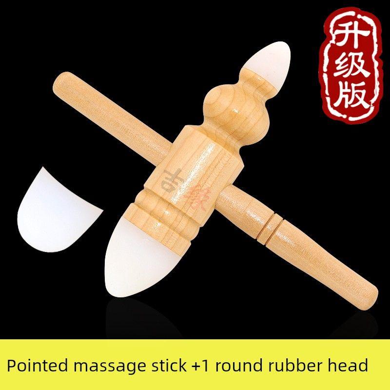 Jiyuan Original Point Massage Tool Cross-Shaped Silicone End Massage Stick Head Cervical Spine Foot Acupoint Massager Pointed Massage Stick + 1 Round Rubber Head