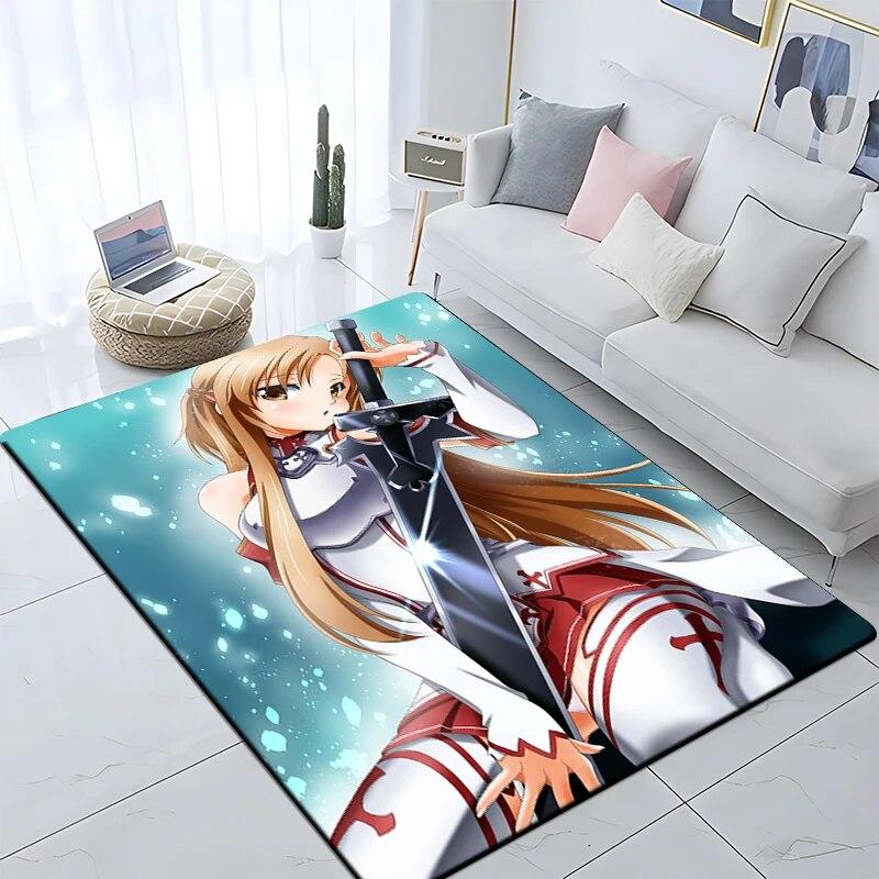 Hot Anime SAO Sword Art Online Modern House Living Room Floor Matte Bedroom Carpet Poster Mat Pattern Decorative Square Rug Gift