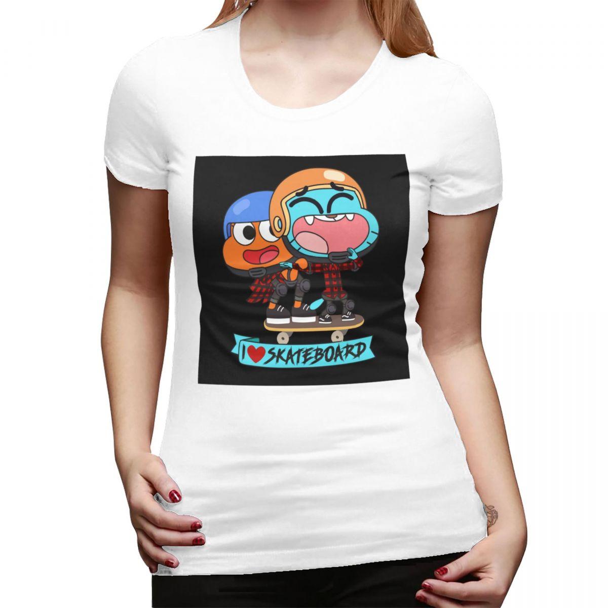 

Gumball Darwin Skate TShirt for Women Round Neck Streetwear T Shirts Womens Short Sleeve Summer Clothes Tops S
