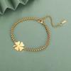 Simple And Stylish Four Leaf Clover Double Layer Couple Bracelet Irish Lucky Symbol Jewelry Gift