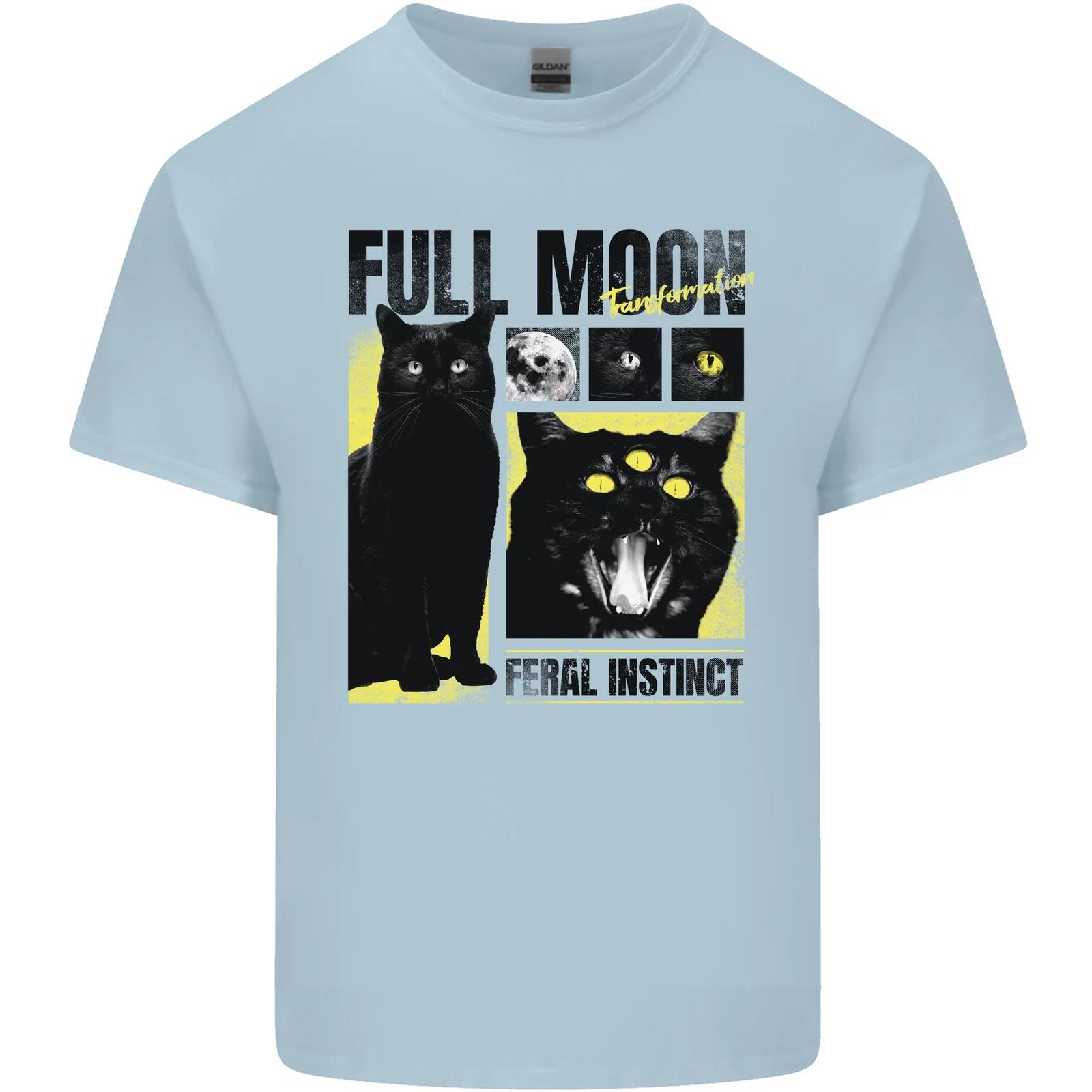 Full Moon Feral Instinct Black Cat Halloween Kids T-Shirt Childrens S