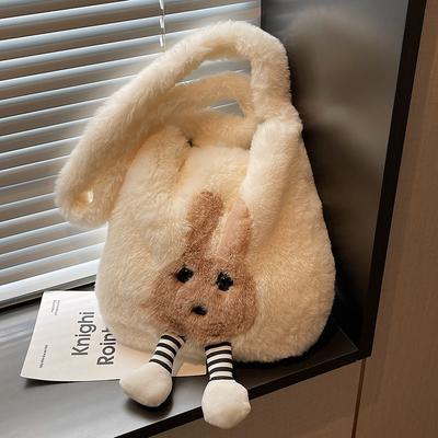 Plush Bag Women's Bag New High-value Fashion Oblique Span Fluffy Autumn and Winter Fluffy Portable Bucket Bag