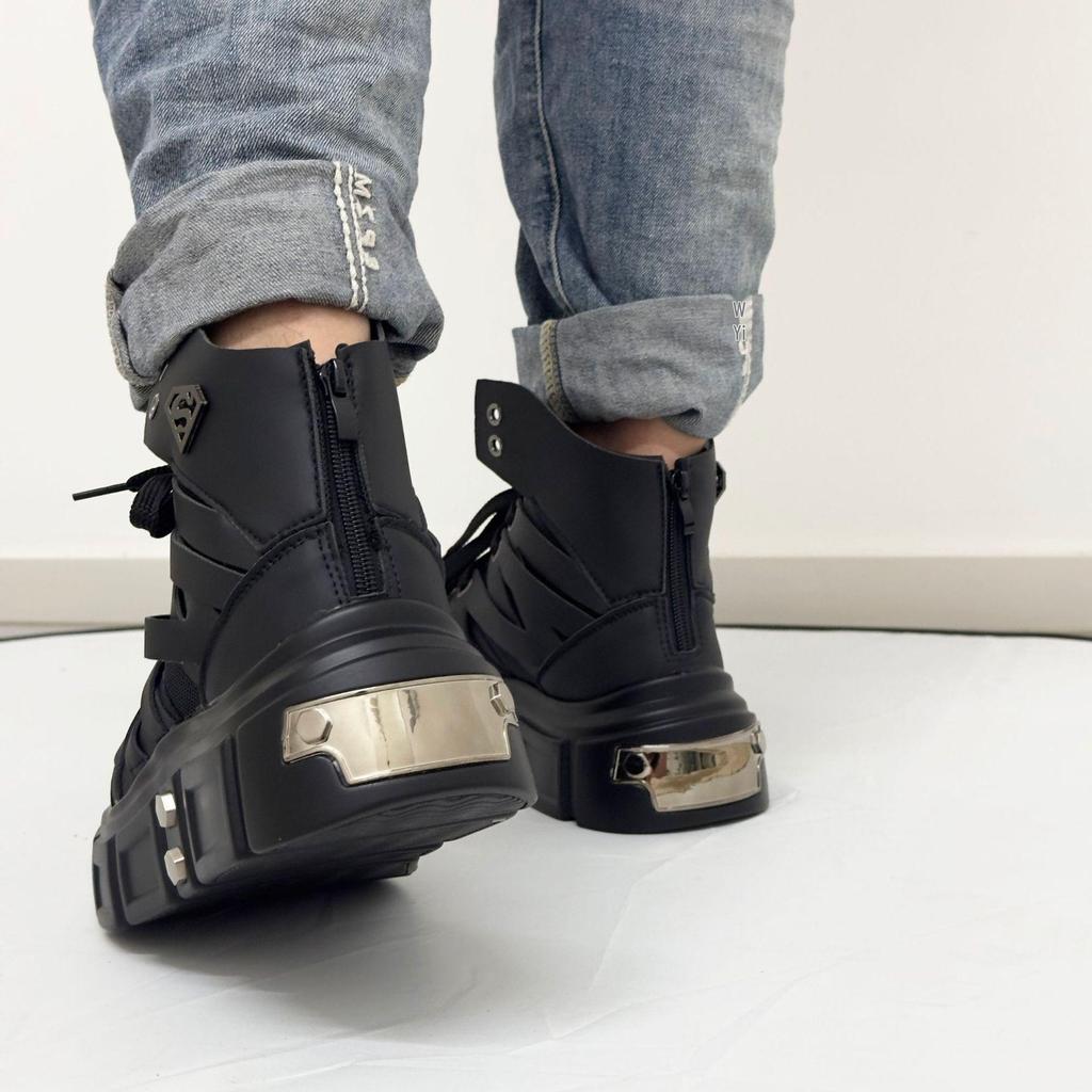 HEYANG Men's Fashion Height-Boosting Punk Boots - Thick-Soled Casual Design