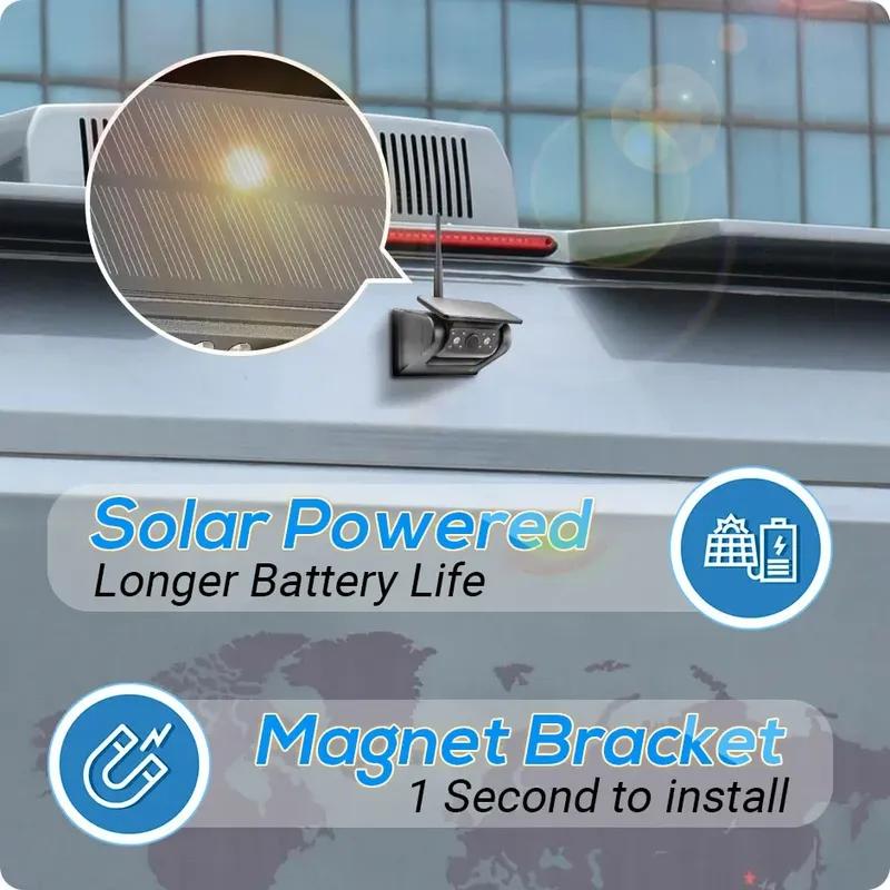 Wireless Solar WiFi  Backup Camera Magnetic BaseAI Blind Spot Alarm Backup for IPhone Android Bus Van Truck RV Front Rear View