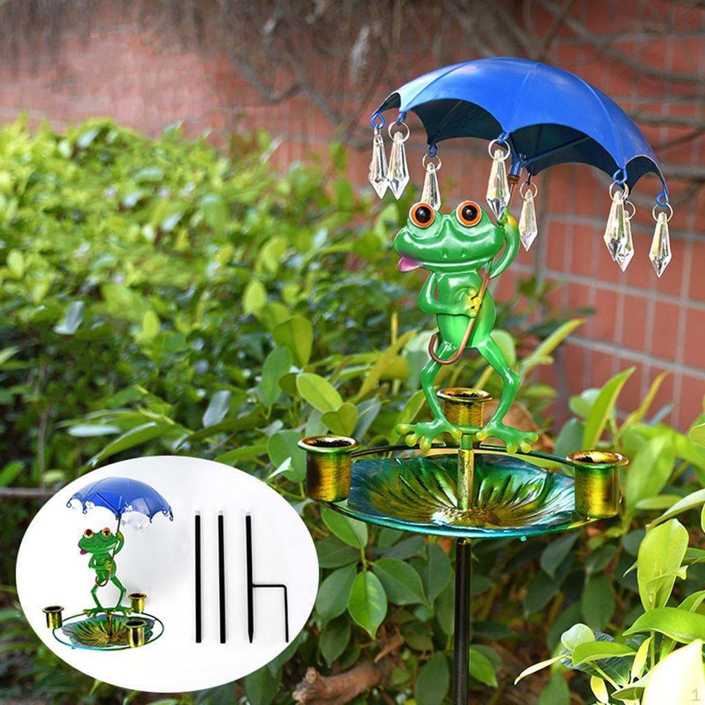 Iron Bird Feeder Ornament, Large Capacity Creative Garden Decor Birdbath with Stake for Lawn