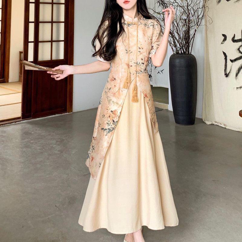 2026 Elegant Summer Retro Qipao: Stylish Chinese-Style Printed Dress