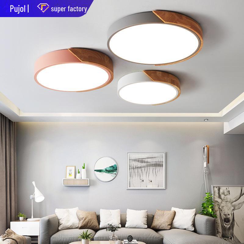 Nordic Log Style Ceiling Lamp - Modern, Eye-Caring Light for Bedroom, Living Room, or Hallway.