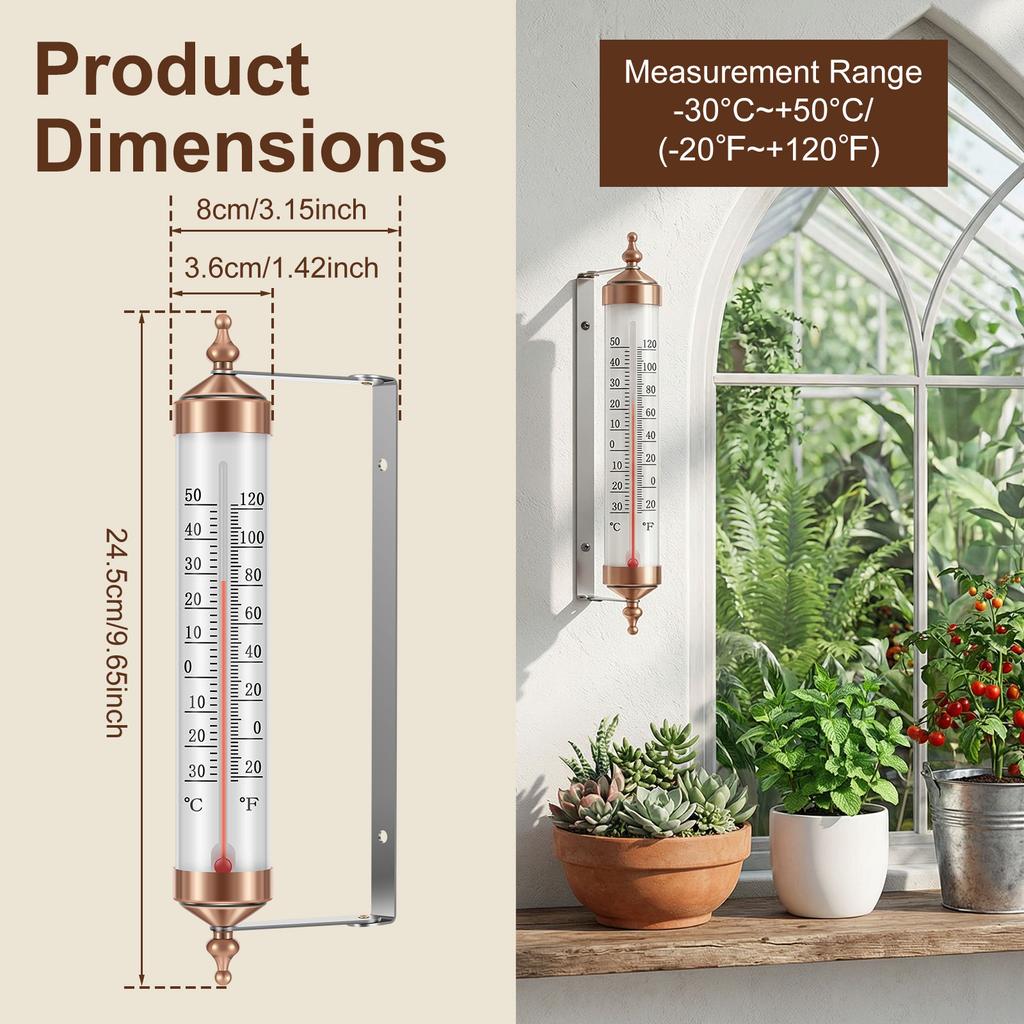 Buiten thermometer Decoratieve Buiten thermometer Waterdicht Geschikt voor Buitenmuur Raam Tuin Kas Terras Garage