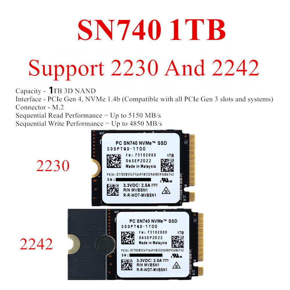 1T M.2 2230 2242 SSD NVMe PCIe4x4 PC SN740 For Steam Deck ASUS ROG Flow X Laptop