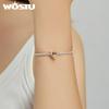 WOSTU Lively Cute Cat Orange Spacesuit 925 Sterling Silver Beads Fit Bracelet Bangle Fine Jewelry