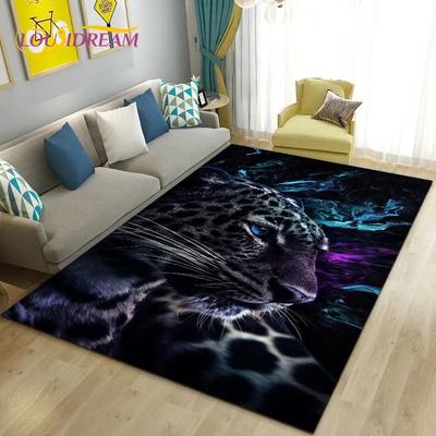 3D Cartoon Animal Leopard Cheetah Area Rug Carpet for Living Room Bedroom Playroom Sofa Decor Home Non-slip Rug Floor Mat Soft