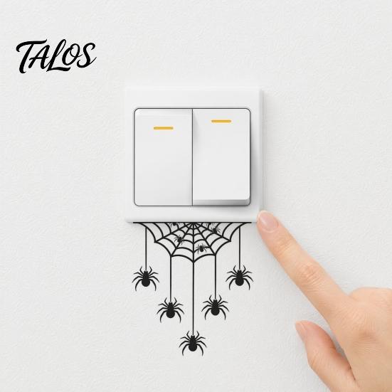 Talos Halloween Spider Web Light Switch Sticker, Upside Down Decal, Removable Decals, PVC Waterproof Wall Art for Home Bedroom Living Room Entrance