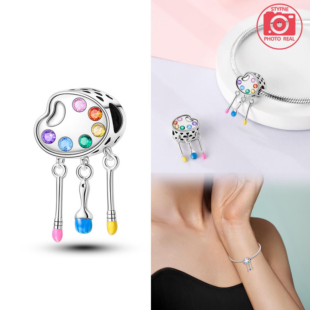 Palette Rainbow Heart Pendant Copper Colors For Charms Copper Colors Original Bracelet For Jewelry Making