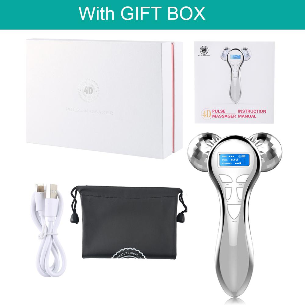 

4D EMS массажер для лица роликовый микротоковая вибрация V-образный лифтинг-массажные устройства для лица красота инструмент для ухода за кожей для лица, глаз, шеи, тела White Have GIFT BOX