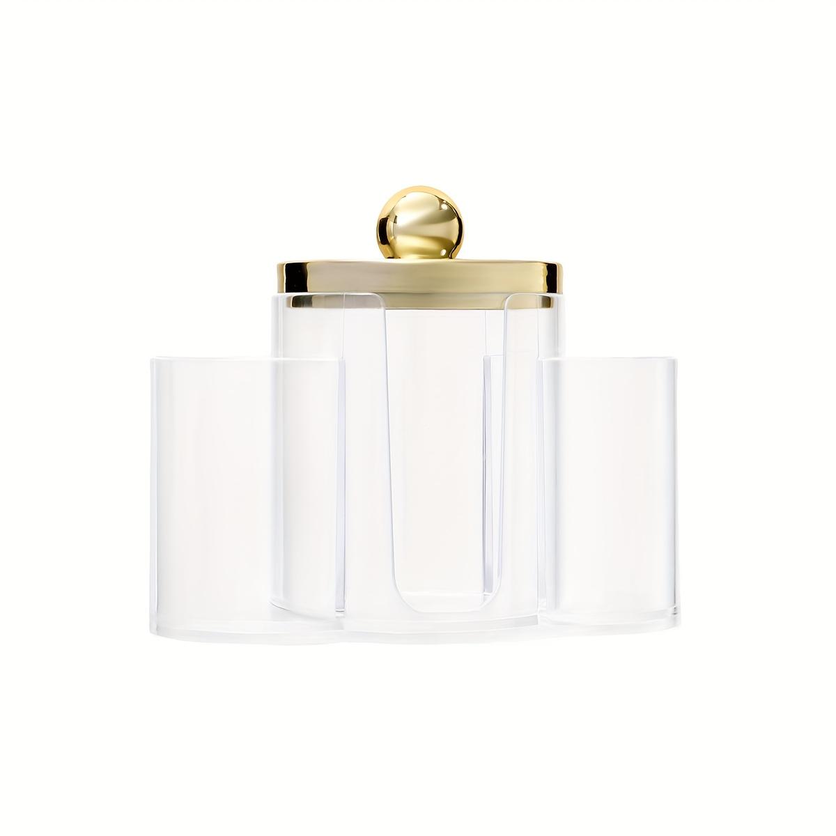 

Qtip Holder with Lid Compartments Storage Box Cotton Swab and Cotton Balls Organizer - Transparent Bathroom Storage Container чистый