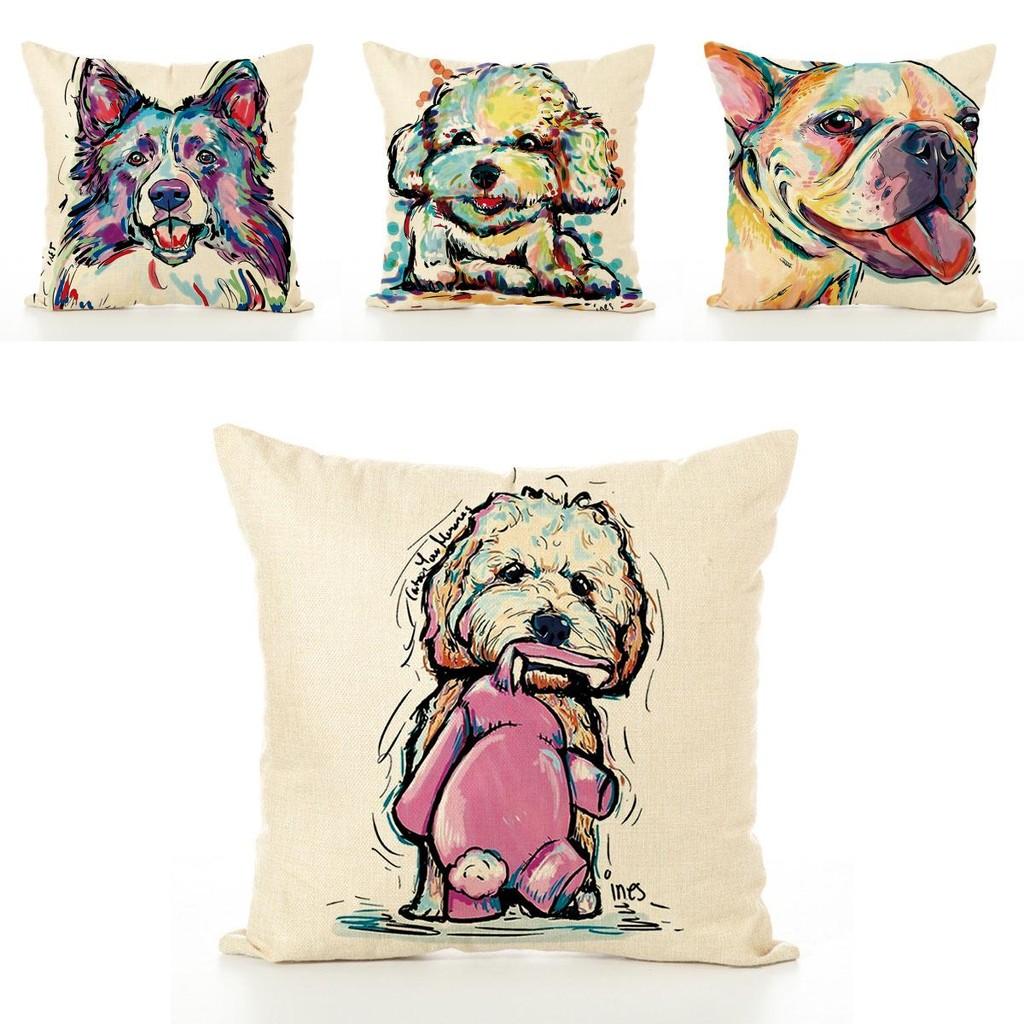 Cute Pet Dog Pillow Case With Lovely Dog Pattern For Sofa And Home Decor