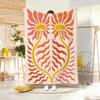 Illustration M-Matisse Style Floral Print Throw Lightweight 240g Flannel Blanket Soft Skin-friendly for Summer Cooling