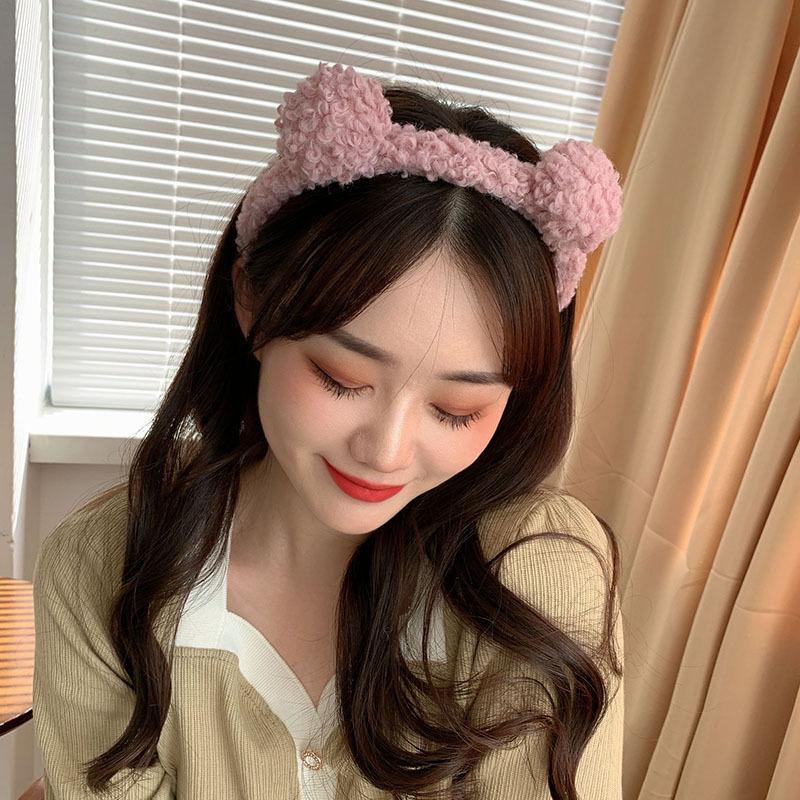 New Cute Plush Bear Ear Hair Bands Women Home Wash Face Make-up Non-slip Headband Girl Versatile Daily Hair Accessories