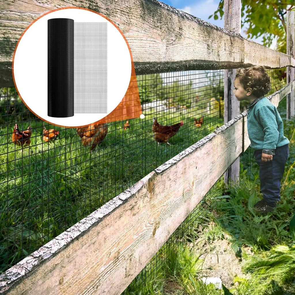 Hardware Cloth, 48'' x 100' Galvanized Wire Mesh Roll, 19 Gauge Chicken Wire Fence Roll, Vinyl Coating Metal Wire Mesh for Chicken Coop Barrier,