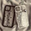 Cute Cartoon Black White Love Heart Phone Case For iPhone 14 Pro Max 16 15 13 Mini 11 12 XR XS X 7 8Plus Clear Hard Cover Fundas