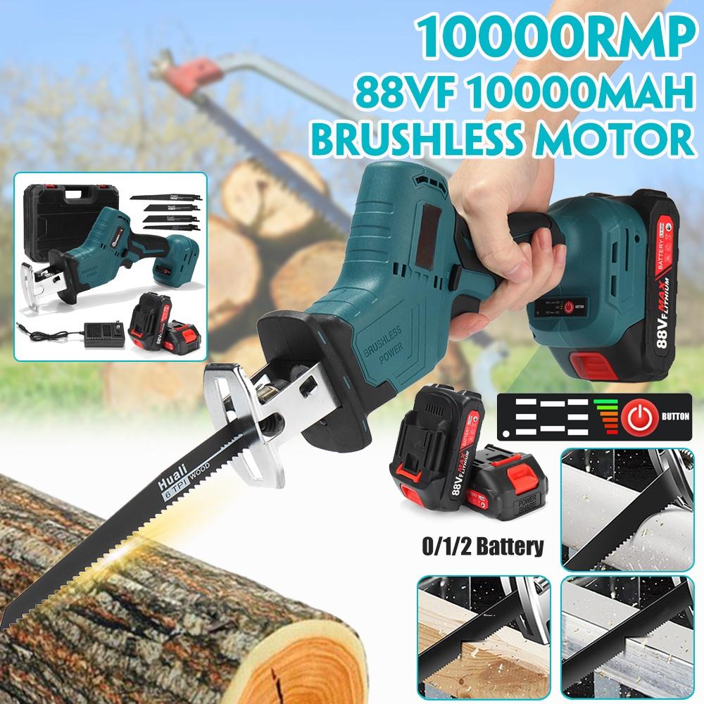Cordless Brushless Electric Reciprocating Saw Variable Speed Metal Wood Cutting Power Tool with Tool Case