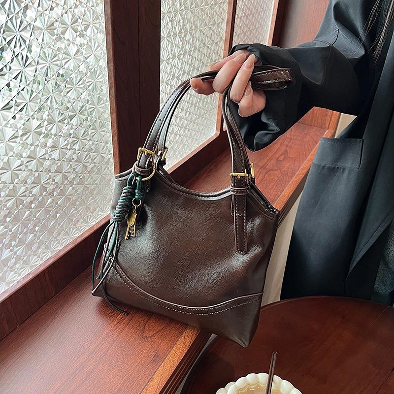 Niche retro bag women's new popular trendy versatile shoulder underarm bag portable bucket bag