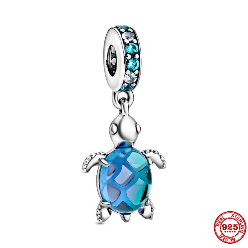 New Blue Fish Dangle Dolphin Whale Shell Starfish Squid Ocean Charm Copperbead Fit Original Bracelet Diy Jewelry