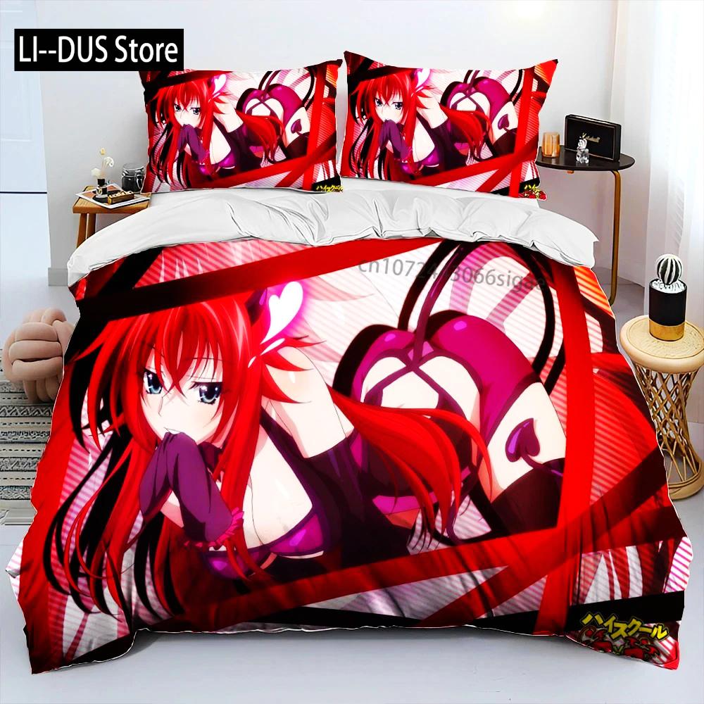 Sexy Girl High School DxD Anime Bedding Set Duvet Cover Bed Set Quilt Cover Pillowcase Comforter King Queen Size Boys Adult