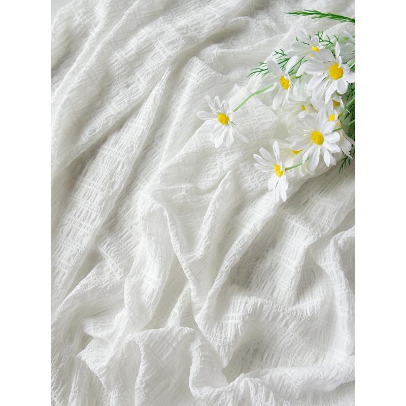 Chiffon Pleated Fabric Micro-elastic Summer By Meters for Curtain Sunscreen Scrunchies Dresses DIY Sewing Breathable Cloth Plain