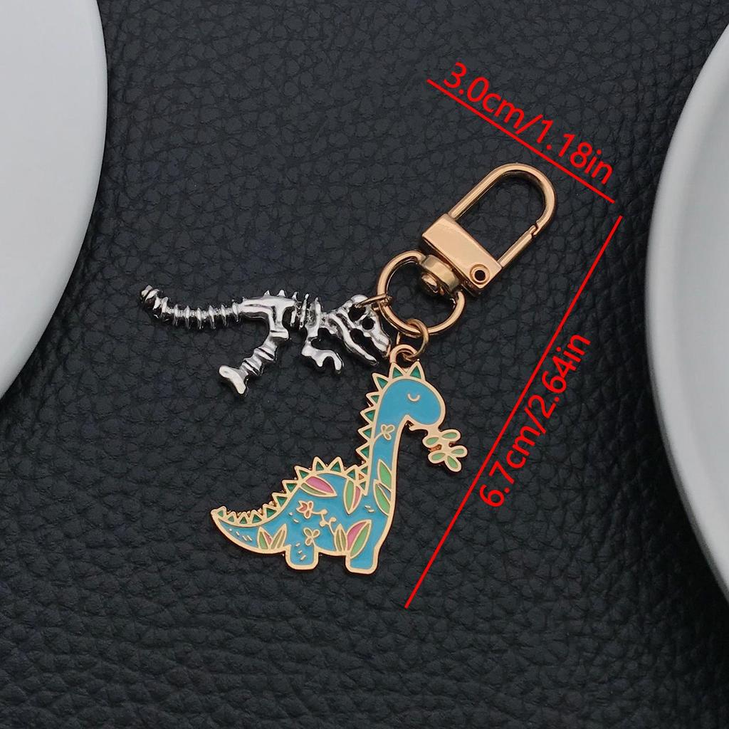 Colorful Dinosaur Alloy Keychain - Drip Oil Design for Men & Women, Cartoon Style Car Pendant