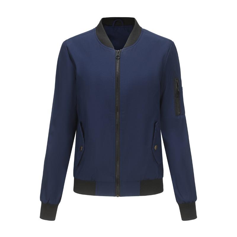Frühling und Herbst Neue Dünne Fliegerjacke Damen Lässige Langarmjacke Damen Lockere Stehkragen Baseballuniform