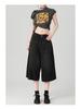 Women's Summer 2025 Light Blue High Waist Wide-Leg Denim Shorts