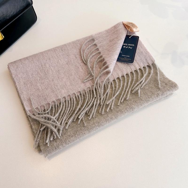 Tassel Color Matching Wool Scarf Double-sided Shawl Dual-purpose Couple Outer Warm Scarf Winter