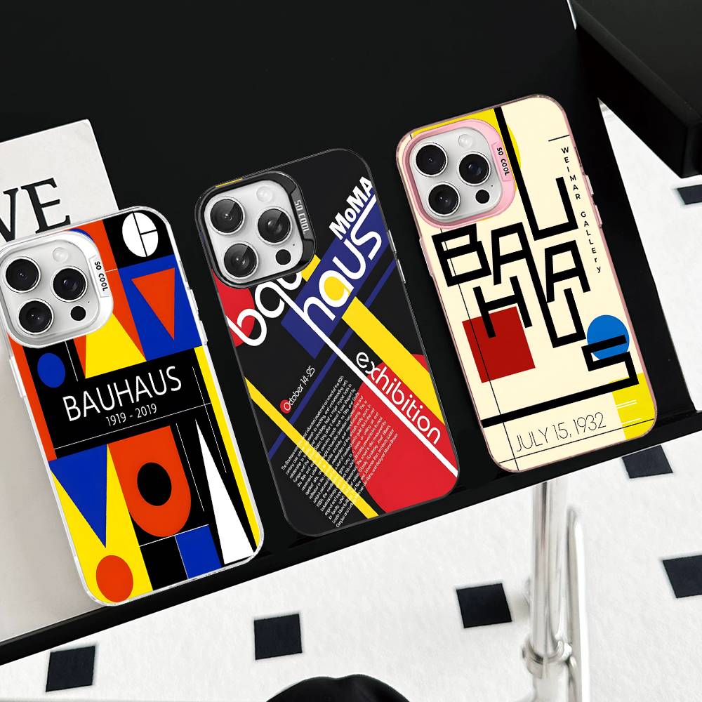 Abstract B-Bauhaus Geometric Art Phone Case For IPhone 16 15 14 13 12 11 17 Pro MAX Plus Pro Matte Shockproof Cover
