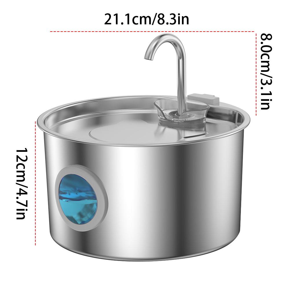 3.2L Pet Water Fountain Water Dispenser Stainless Steel Cat Water Fountain Triple Filtration for Pets & Small Animals