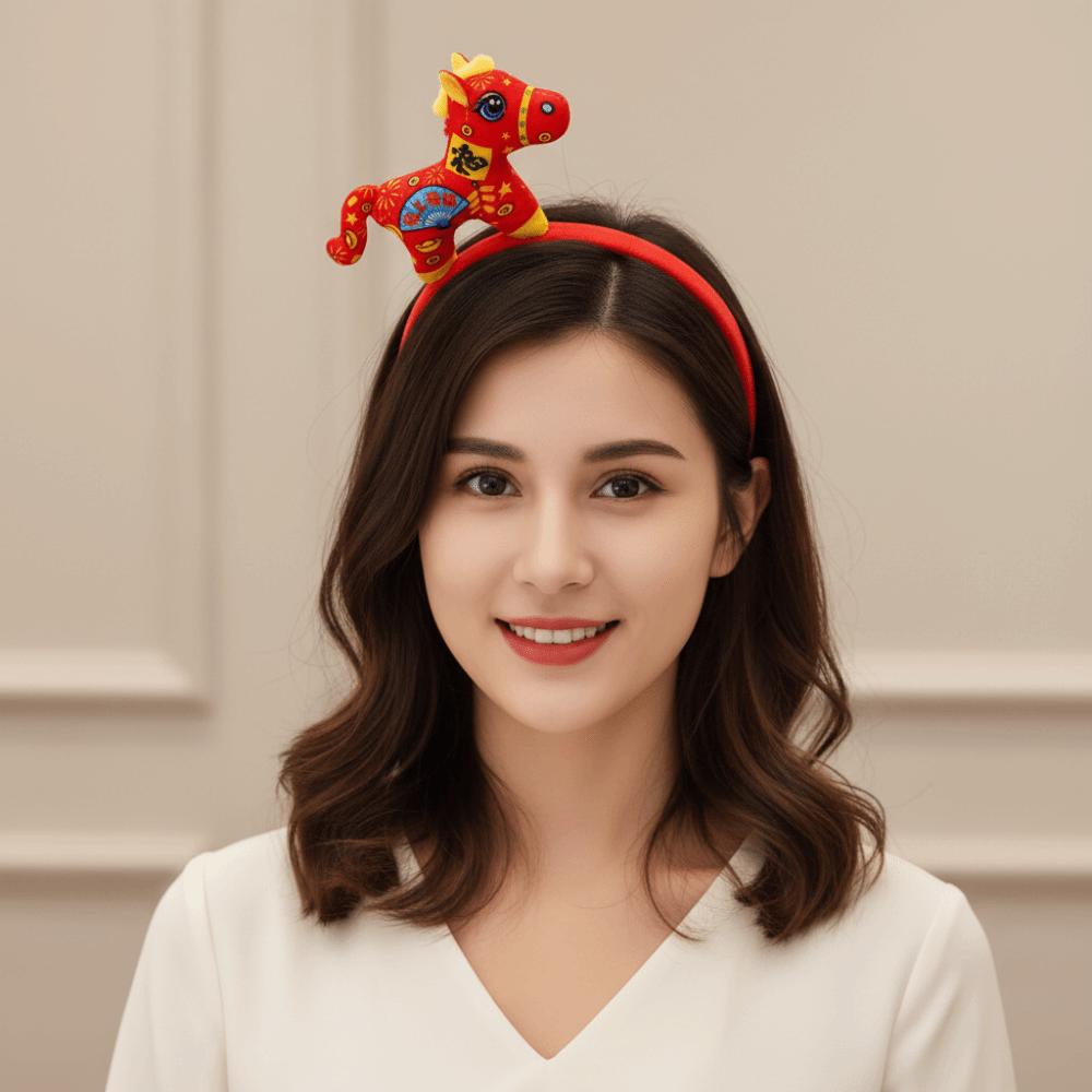 Cartoon Horse Hair Hoop Pony Headpiece Sweet New Year Headband Women