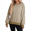 Autumn Winter New Round Collar Color Block Casual Loose Sweatshirt