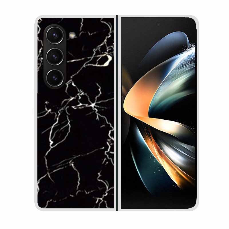 For Samsung Galaxy Z Fold 5 ZFold5 Cases Marble Transparent Shockproof Protection Hard Back Cover For Samsung Z Fold 5 5G Cases