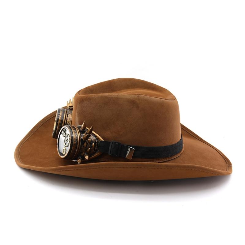 Antique Western Fedoras Hat Punk Sueded Design Winter Warm Top Hat Styling Accessory For Men Women Unisex Headwear