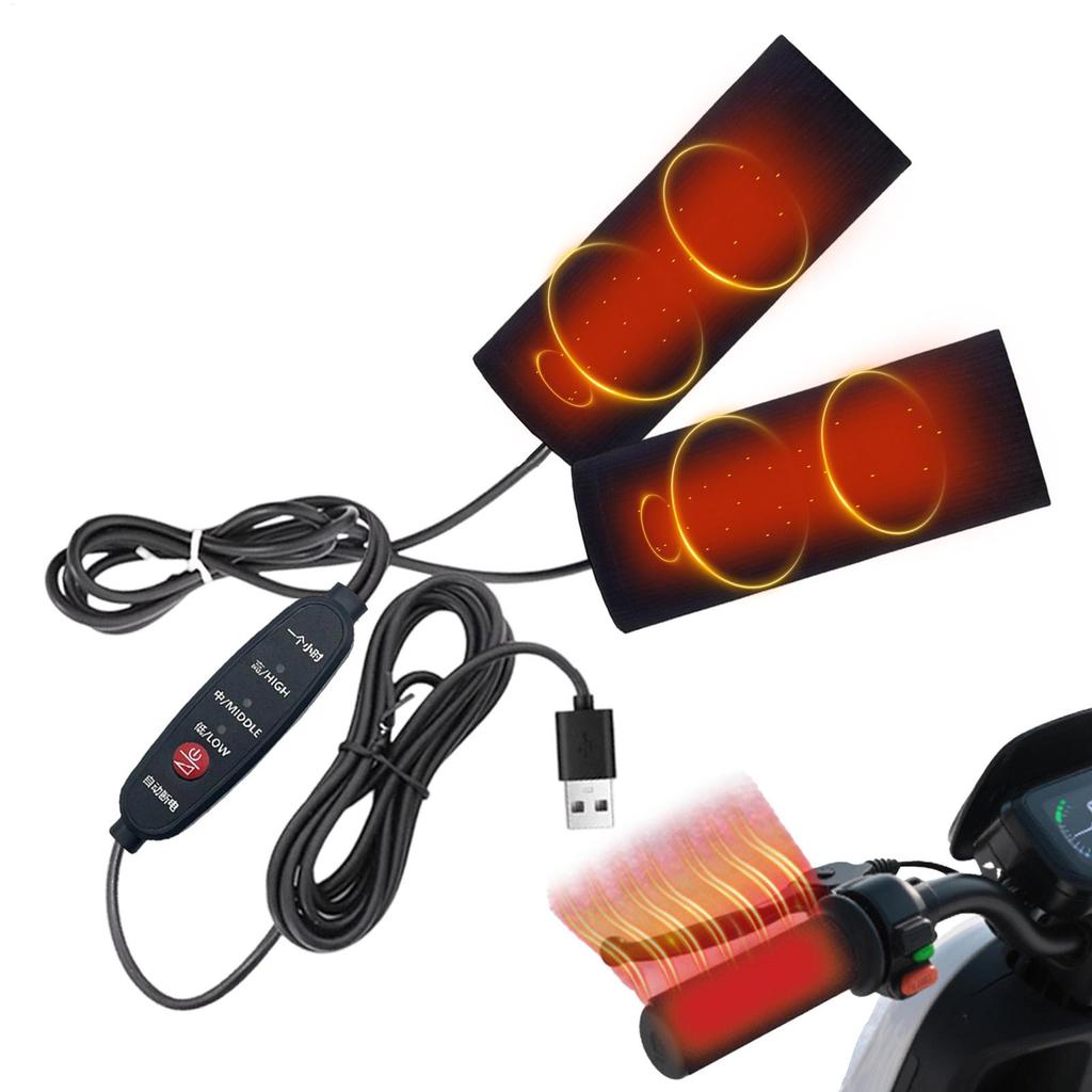 Motorcycle Handlebar Heater Grips USB-Powered Warmer 3-speed Temperature Adjustable Portable Grip Heater For Scooter Bikes