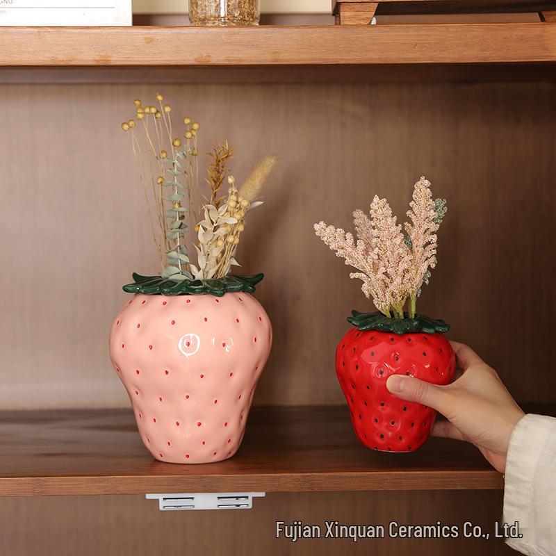 Luxury Strawberry Ceramic Vase: Stylish Home Decor Ornament for Living Room