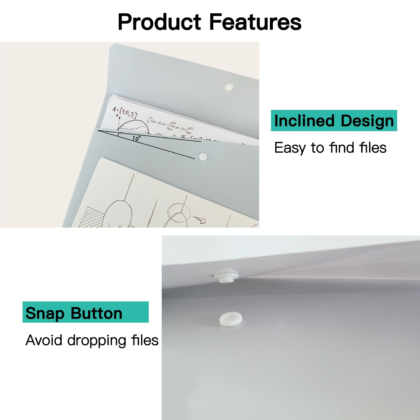 

Расширение файловой папки 1 Карманный пластиковый конверт Файловый органайзер с кнопкой Smap Закрытие Портативный