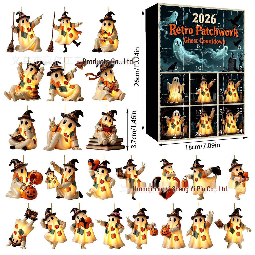 2026 Halloween Witch, Ghost & Goblin Countdown Calendar with Acrylic Pendant Blind Box