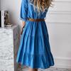 2023 European & American Trendy Women's Imitation Denim Mid-Length Dress