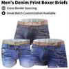 2025 Herrmode Bomullsdenim Boxerkalsonger med Screentryckt Midjeband