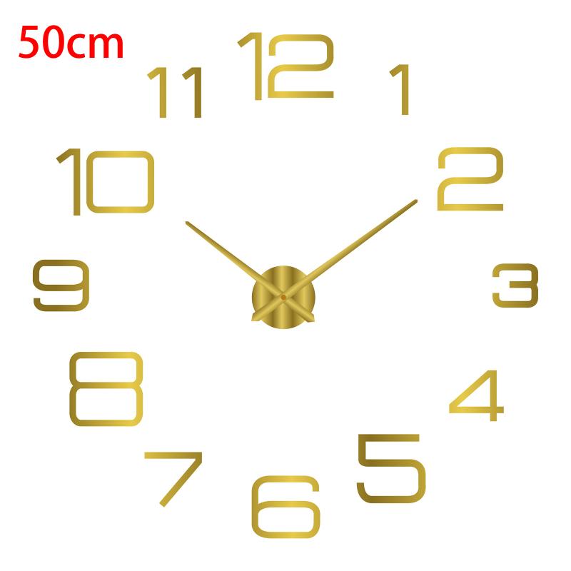 3D Mirror Wall Clock Luminous Modern DIY Frameless Sticker Large Silent Quartz for Living Room Office