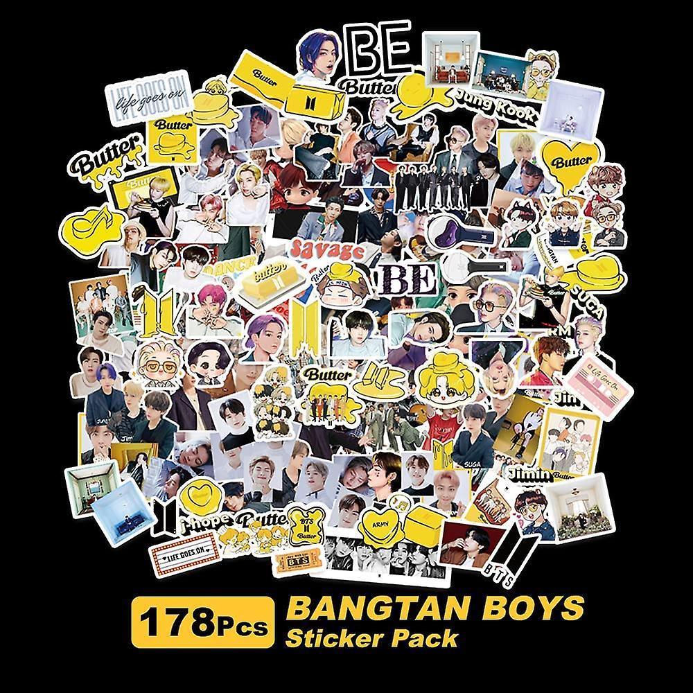 Bangtan Boys Sticker Pack 178Pcs Butter Sticker New Ablum Butter BE Cartoon Waterproof Sticker for Laptop skis BANGTANBOYS Sticker