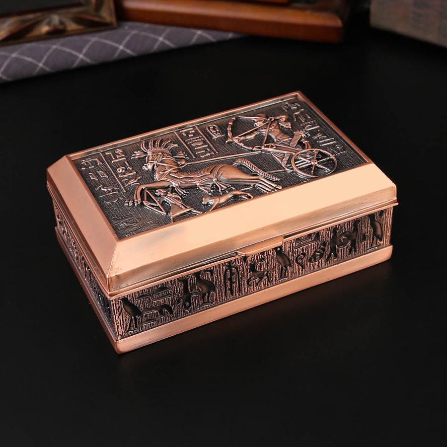 

Egyptian square retro jewelry box necklace ring stud earrings storage anti-gray flip storage box household ornament storage 12.5*8.3*5